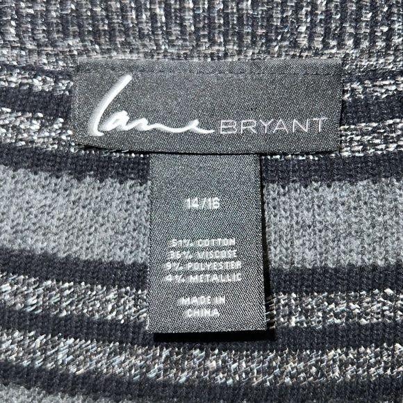 Lane Bryant plus size 14-16 Striped Black and Gray sparkly sweater Dress - Picture 4 of 6